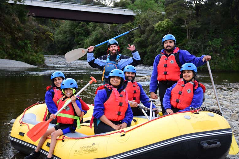 A family about to take part in the rafting activity