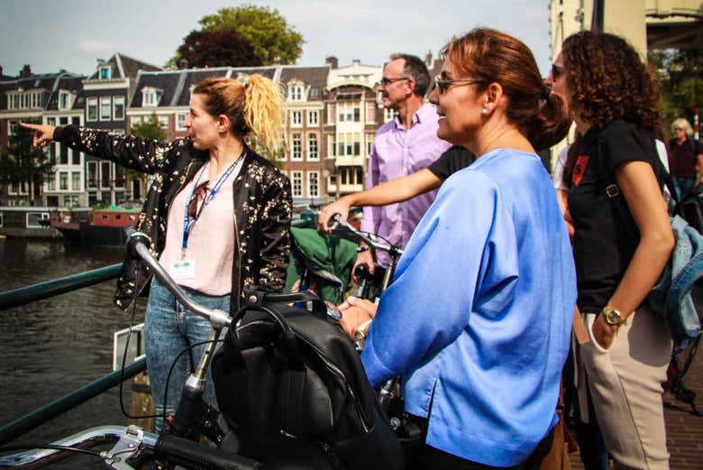 Enjoying the bike tour of Amsterdam