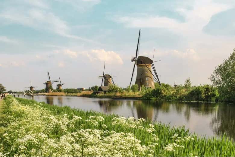 Moulins à vent sur les rives des lacs de Kaag