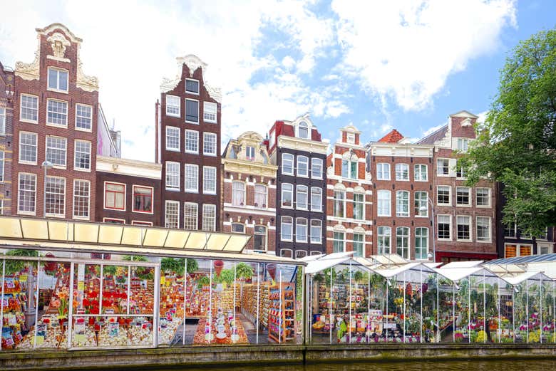 Panoramica del Mercato dei fiori di Amsterdam