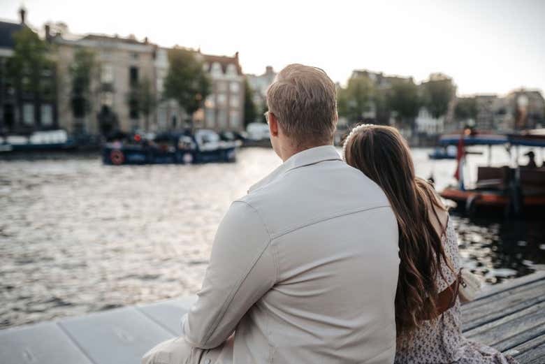 Foto nos canais de Amsterdam