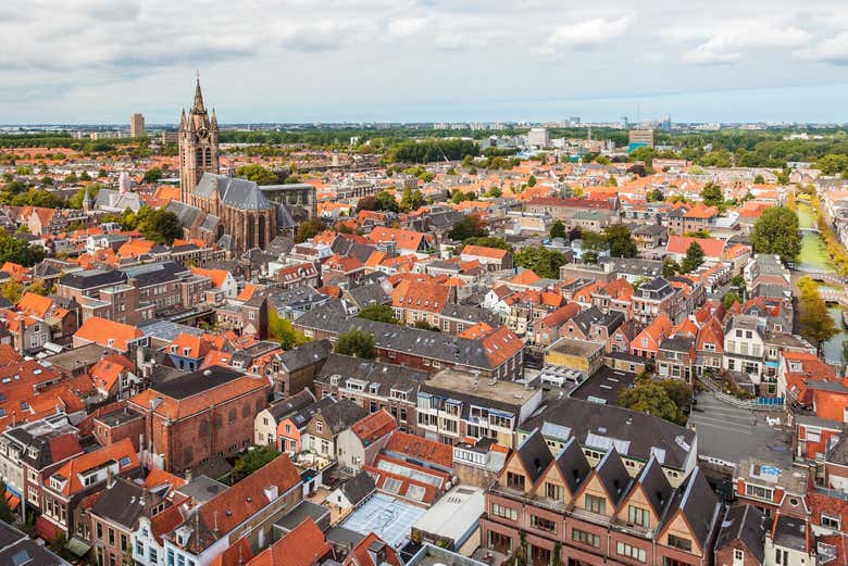 An aerial view of Delft