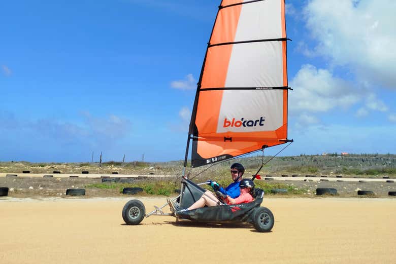 Disfrutando de un blokart doble