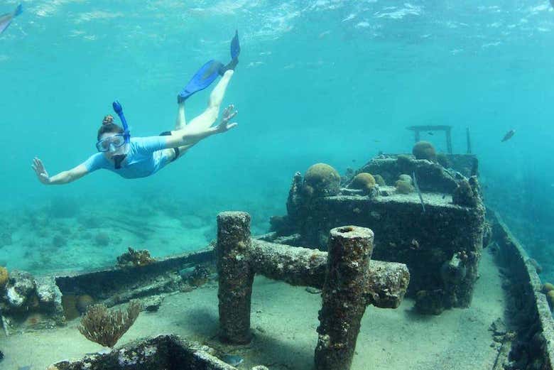 Explorando los vestigios del barco 