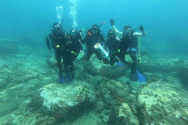 Enjoying scuba diving!