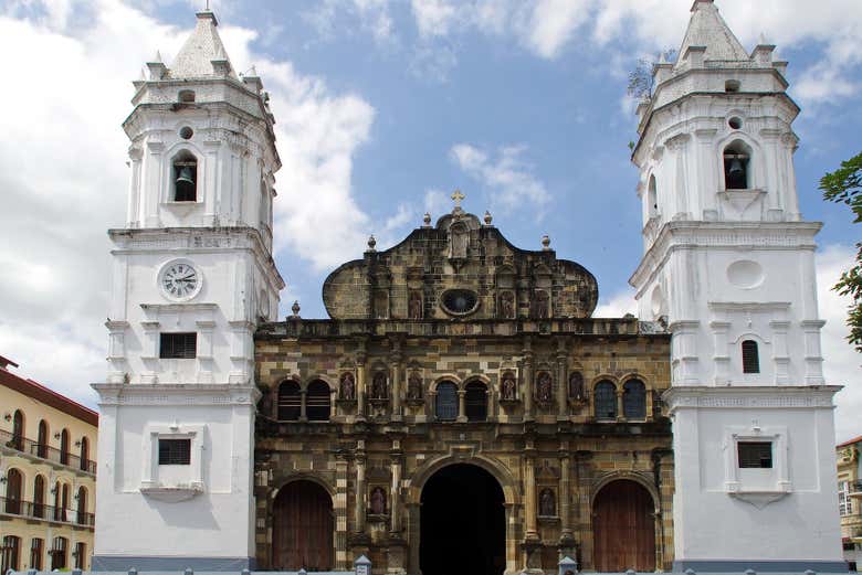 Admiring the colonial architecture of Panama City