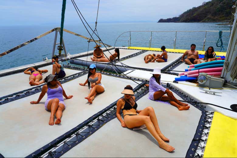 Enjoy sunbathing on deck