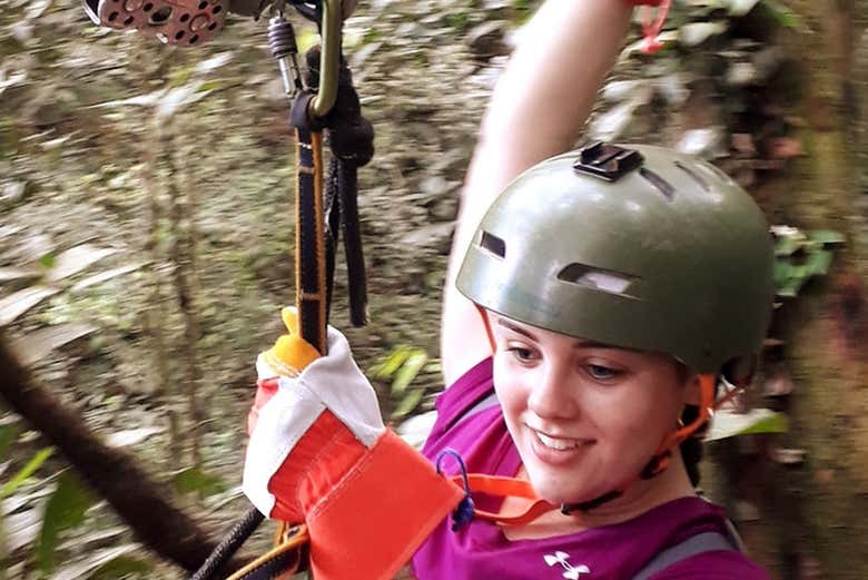 Enjoying the zip line