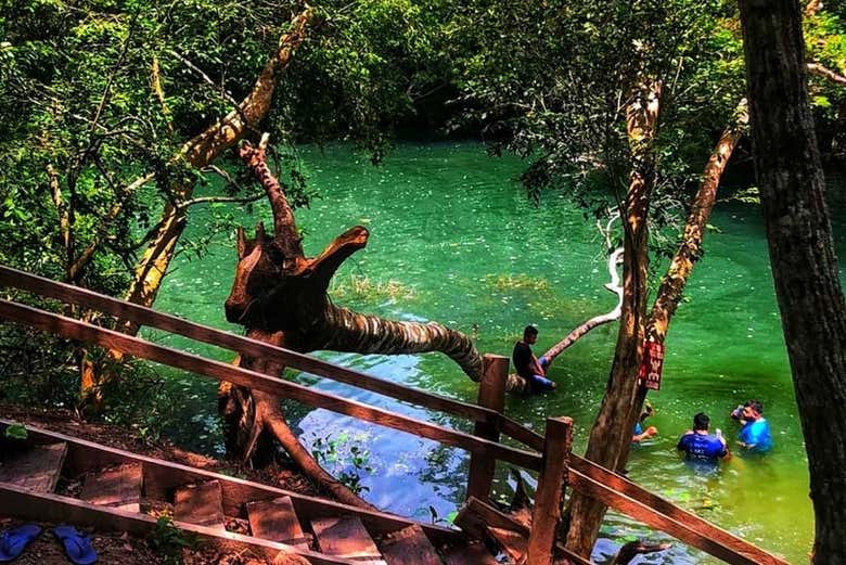 Taking a dip in Tagatiyá Creek