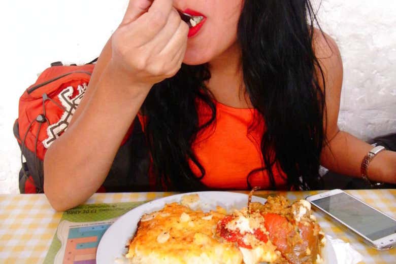 Disfrutando de la comida de Arequipa