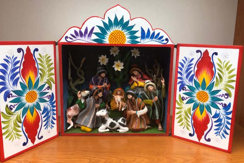 Hand-painted nativity scene by Ayacucho artisans