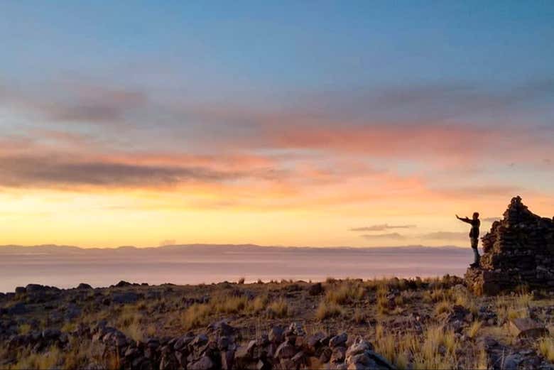 Marvel at the sunset at Lake Titicaca