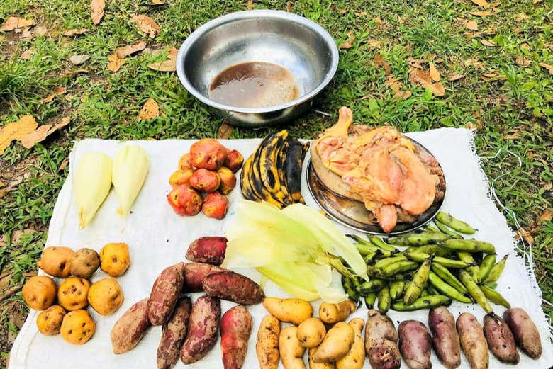 Ingredientes para a pachamanca