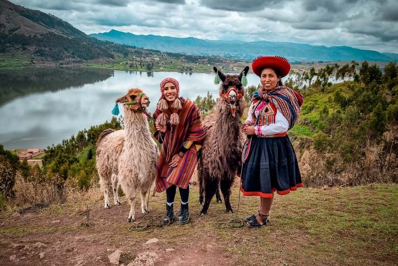 Uma foto com as simpáticas alpacas