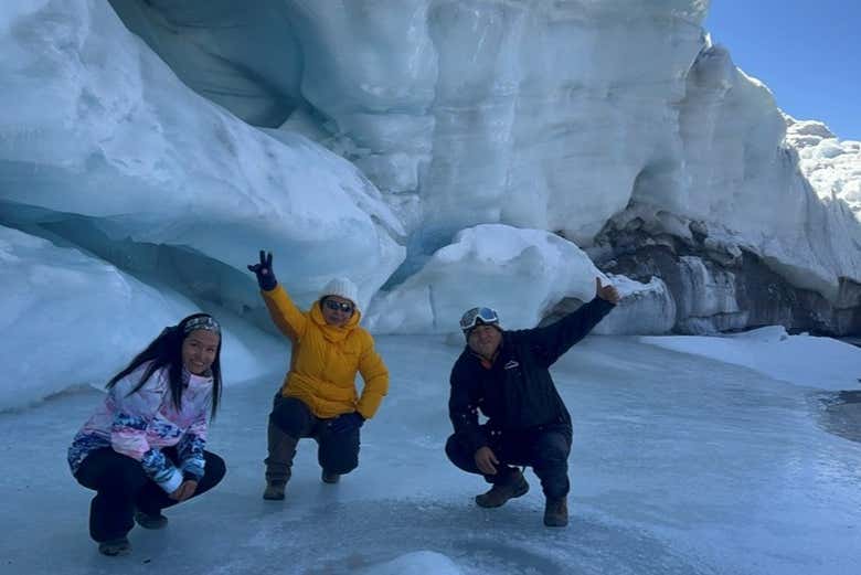 Posando en el glaciar Quelccaya