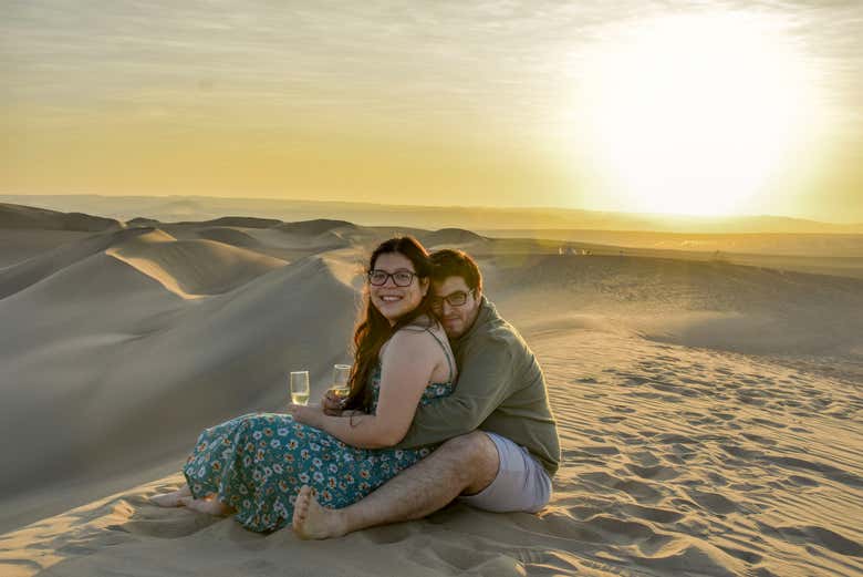 Watching the sunset in the Ica desert