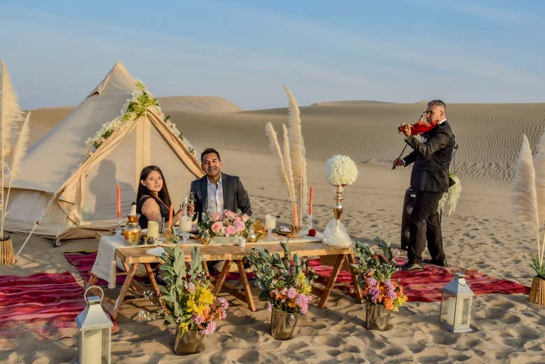 Enjoying a romantic picnic