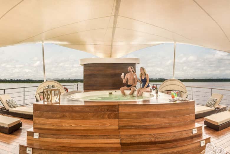 Enjoying the luxury cruise
