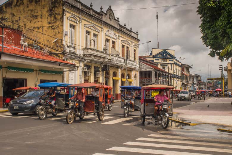 Tuk tuk en el centro de Iquitos