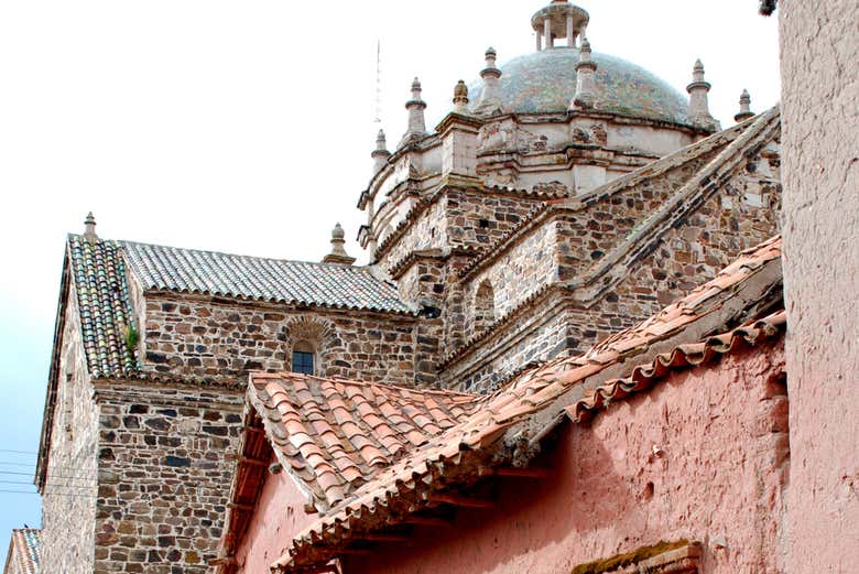 Admiring the church of Santiago Apostol
