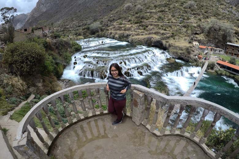 Admiring the waterfalls