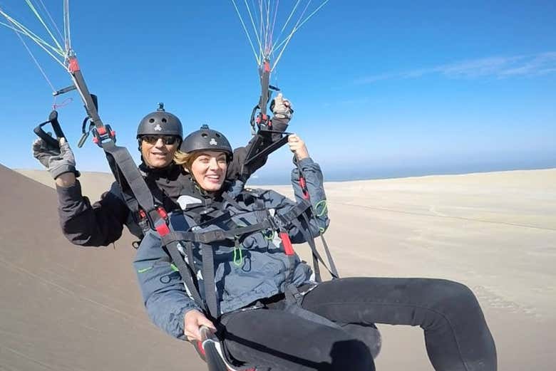 Durante o voo de parapente