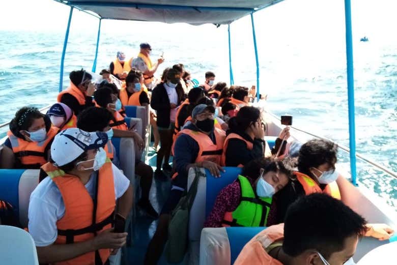 Llegando en barco hasta las tortugas