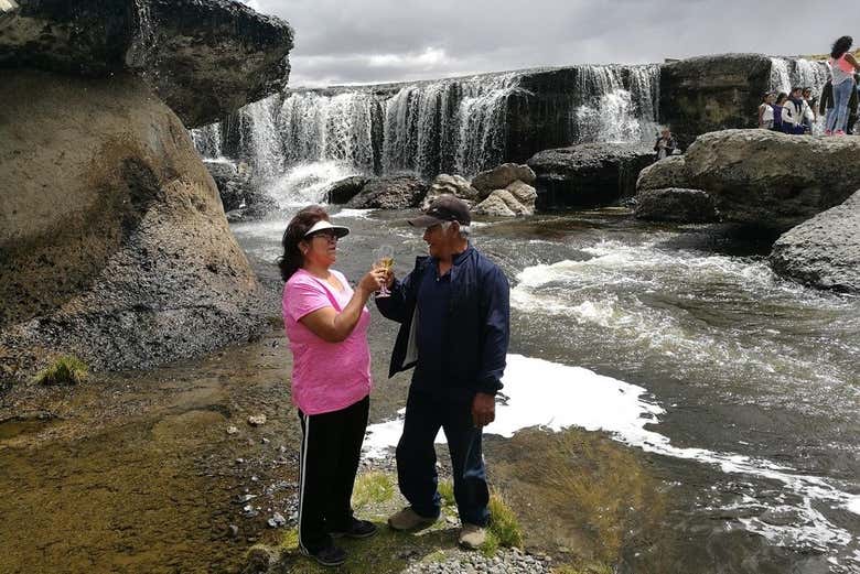 Enjoying the Conchachiri Waterfalls