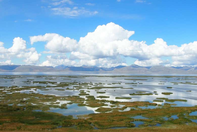 A scenic view of Lake Junín