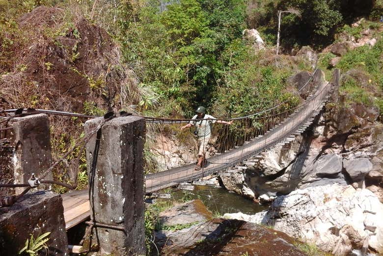 Crossing a bridge over the river