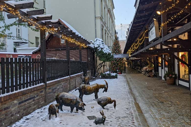 Calle Stare Jatki en Breslavia durante la Navidad