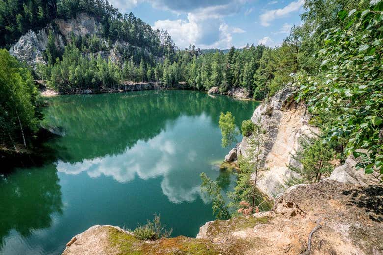 The emerald lake at Adršpach
