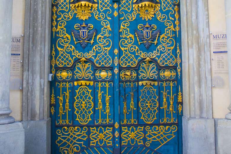 The university blue door