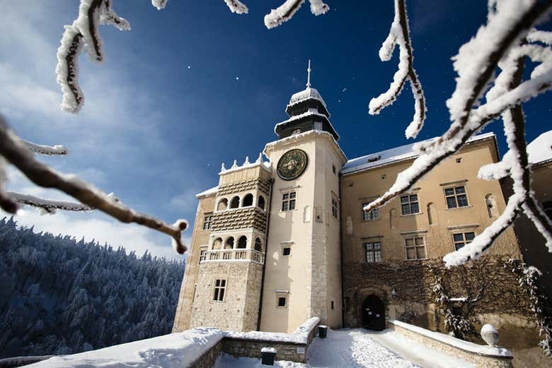 Contemplez le château de Pieskowa Skała en hiver