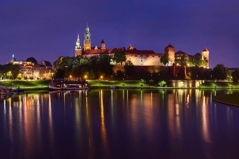 Castillo Wawel de noche 