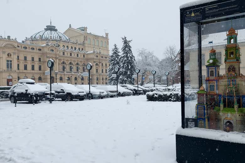 Paisaje nevado en Cracovia