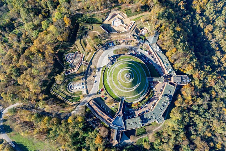 Vista aerea del tumulo