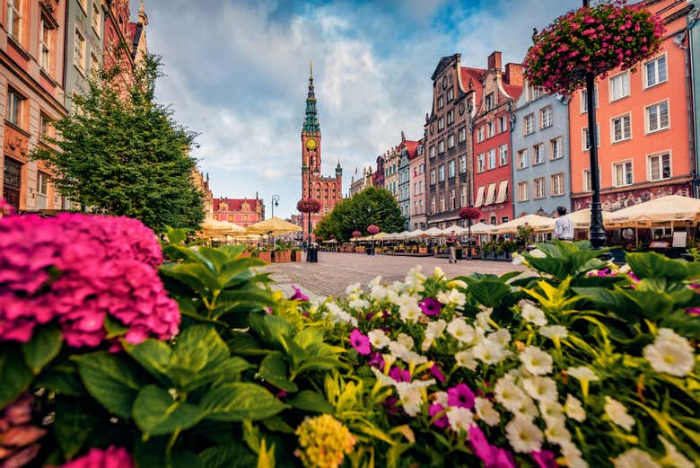 Vistas de las coloridas casas de Gdansk