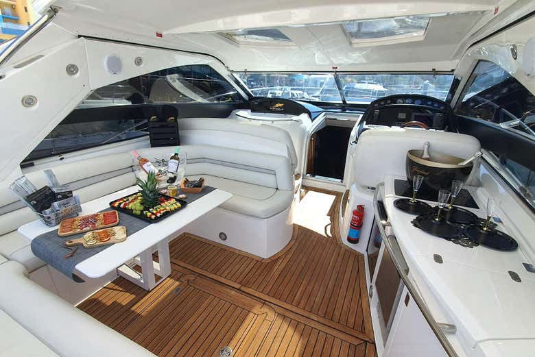 The deck of the private yacht