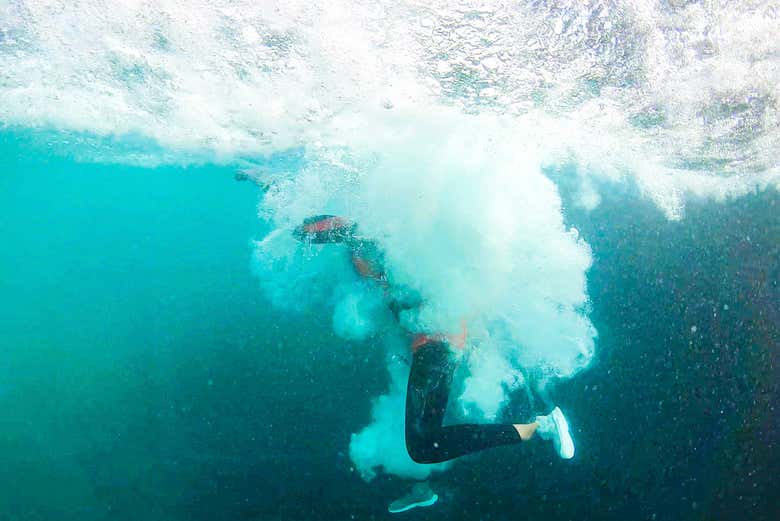 Jumping into the water