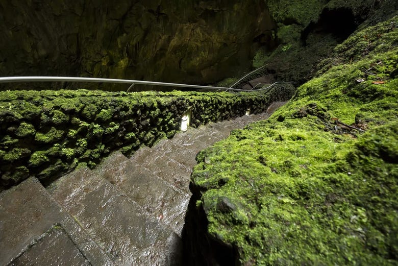 Exploring volcanic caves in Terceira