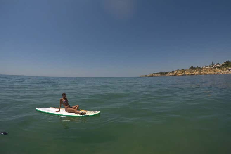 Paddle surfing in Armação de Pêra