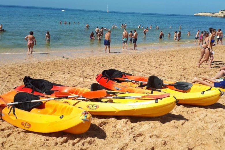 Kayaks on the beach
