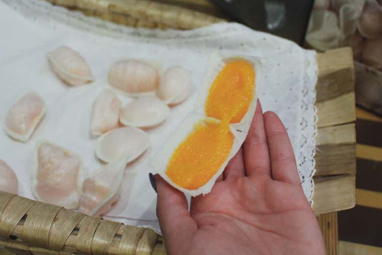 Interior de un ovo mole de Aveiro