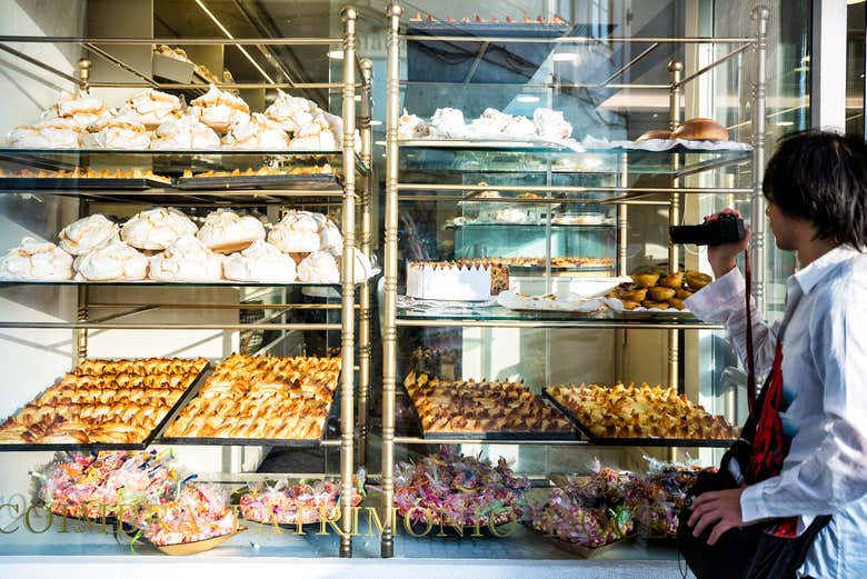 A pastry shop window