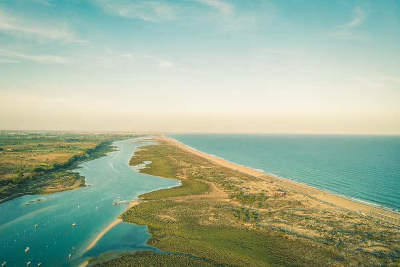 Vue aérienne sur la Ria Formosa  