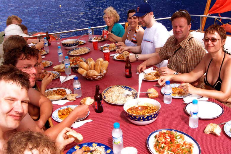 Lunch on board the boat