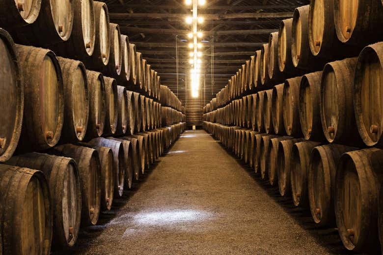 Inside a winery in Porto