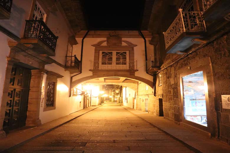 Street in the center of Guimarães at night