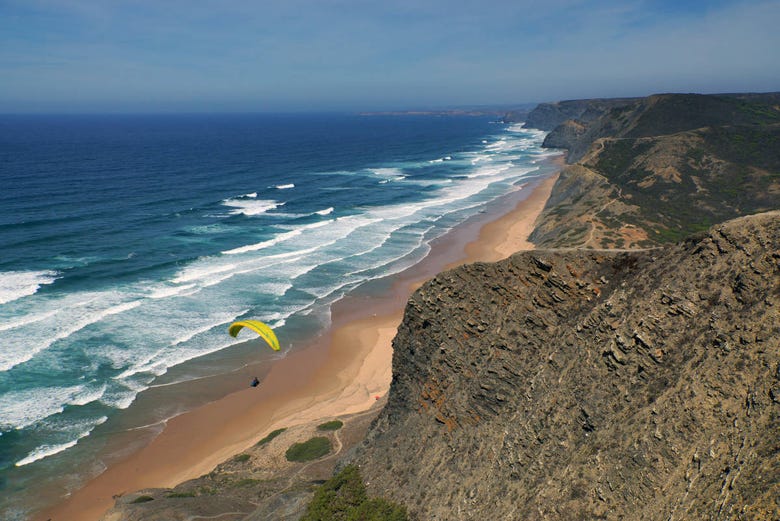 Paragliding over the spectacular Algarve coast